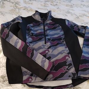 Kerrits First Level Quarter Zip Stretch Fleece Tech Top With Horse Print.